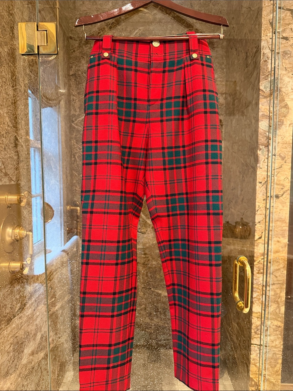 Women’s Red Plaid Casual Trousers